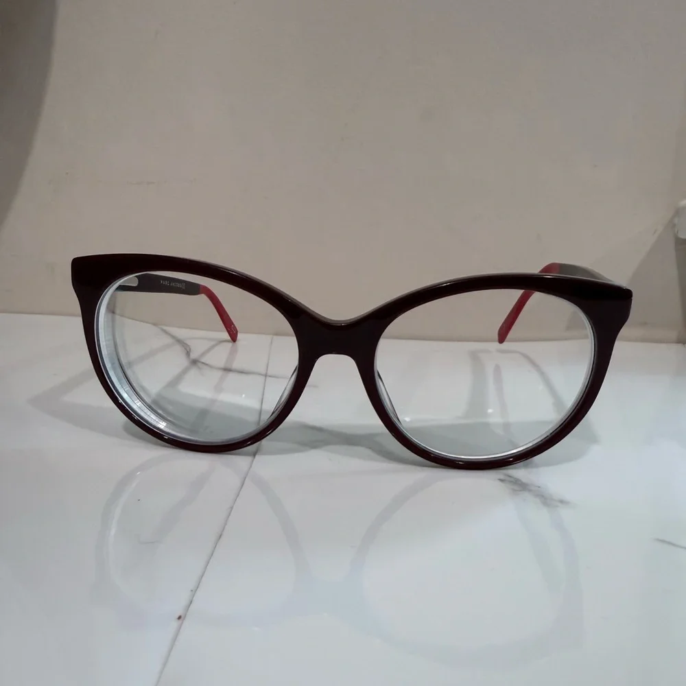 🔥Marc Jacobs Women’s Black Eyeglass Frames with Red Temples and Blue Accents EC🔥